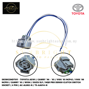 SKSWCSNDTOY - TOYOTA AE101 / CAMRY '96 - '03 / VIOS '03 NCP42 / VIOS '08 NCP93 / CAMRY '03 / WISH / ISUZU ELF / NQR PRO DENSO CLUTCH SWITCH SOCKET ( 4 PIN ) AC-AL002-N / TS-AA014-N