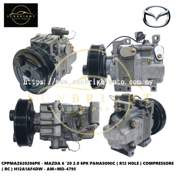 CPPMAZ620206PK - MAZDA 6 '20 2.0 6PK PANASONIC ( R12 HOLE ) COMPRESSORE ( RC ) H12A1AF4DW - AM=MD-4795