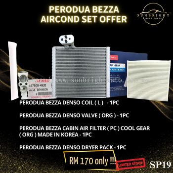 PERODUA BEZZA DENSO COIL ( L ) + VALVE ( ORG ) + CABIN AIR FILTER ( PC ) COOL GEAR ( ORG )MADE IN KOREA + DRYER PACK