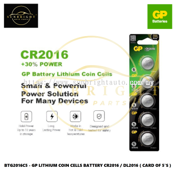 BTG2016C5 - GP LITHIUM COIN CELLS BATTERY CR2016 / DL2016 ( CARD OF 5'S )