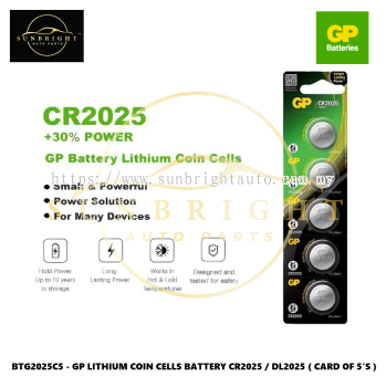 BTG2025C5 - GP LITHIUM COIN CELLS BATTERY CR2025 / DL2025 ( CARD OF 5'S )