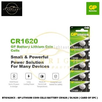 BTG1620C5 - GP LITHIUM COIN CELLS BATTERY CR1620 / DL1620 ( CARD OF 5PC )