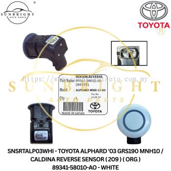 SNSRTALP03WHI - TOYOTA ALPHARD '03 GRS190 MNH10 / CALDINA REVERSE SENSOR ( 209 ) ( ORG ) 89341-58010-AO - WHITE