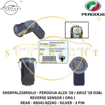 SNSRPALZ19RSILO - PERODUA ALZA '19 / ARUZ '19 D38L REVERSE SENSOR ( ORG ) REAR - 89341-BZ240 - SILVER - 3 PIN