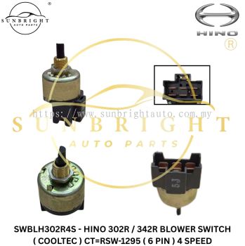 SWBLH302R4S - HINO 302R / 342R BLOWER SWITCH ( COOLTEC ) CT=RSW-1295 ( 6 PIN ) 4 SPEED