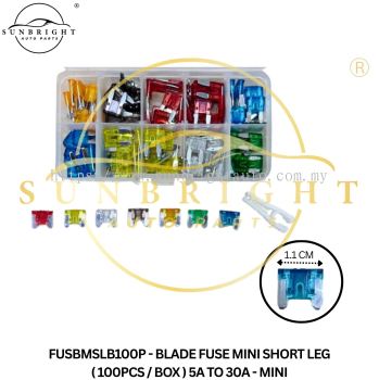 FUSBMSLB100P - BLADE FUSE MINI SHORT LEG ( 100PCS / BOX ) 5A TO 30A - MINI