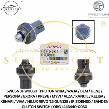 SWCSNDPW0030 - PROTON WIRA / WAJA / BLM / GEN2 / PERSONA / EXORA / PREVE / MYVI / ALZA / KANCIL / KELISA / KENARI / VIVA / HILUX REVO '15 GUN125 / IRIZ DENSO / SANDEN CLUTCH SWITCH ( ORG ) 443440-0030
