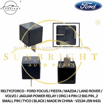 RELTYCFORCO - FORD FOCUS / FIESTA / MAZDA / LAND ROVER / VOLVO / JAGUAR POWER RELAY ( ORG ) 4 PIN ( 2 BIG PIN , 2 SMALL PIN ) TYCO ( BLACK ) MADE IN CHINA - V2134-J59-X431