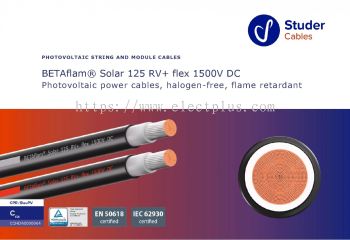 STUDER BETAflam® Solar 125 RV+ flex 1500V DC PHOTOVOLTAIC STRING AND MODULE CABLES H1Z2Z2-K