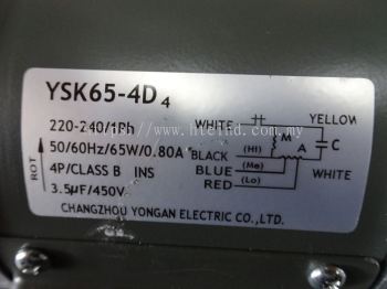 YSK65-4D - YORK YSK65-4D FAN MOTOR ; 220-240V 4P 65W 0.8A 1PH