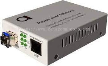 PoE Fiber Single Mode LC Gigabit Ethernet Media Converter