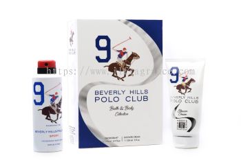 BHPC SET SPORT MEN'S NO. 9 WHITE DEODORANT BODY SPRAY 175 ml & 3 IN 1 SHOWER CREAM 150 ml 