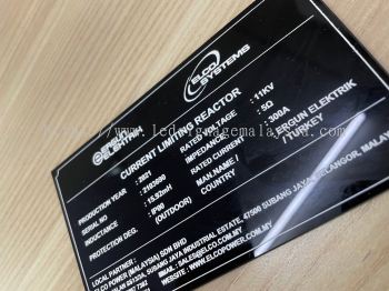 Machine Label Tag - Black Acrylic Laser Engraving