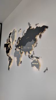 3D Acrylic LED Signage World Map Decoration 
