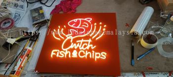 Customised led neon fish & chips western restaurant signage