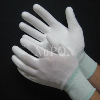 White Nylon PU Palm Coated Gloves