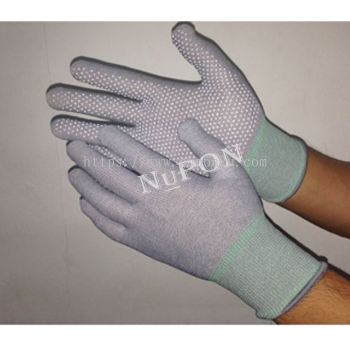 Grey ESD PVC Palm Dotted Gloves