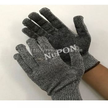 Grey Cut Resistant PVC Palm Dotted Glove