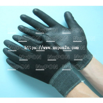 Black Nylon PU Black Palm Coated Gloves