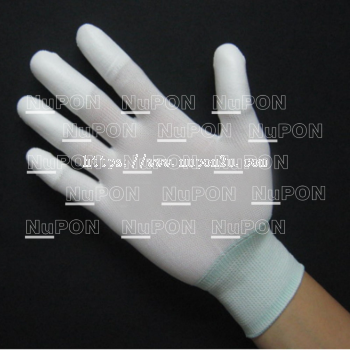 White Nylon PU Fingertips Coated Gloves