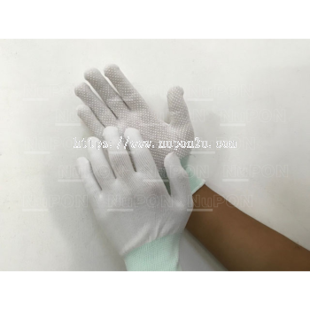 White ESD PVC Palm Dotted Glove