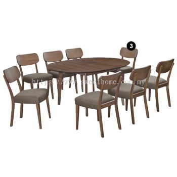 Cartier (1+8) Solid Wood Extendable Dining Set