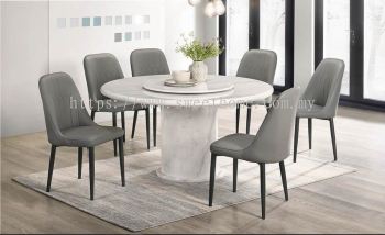 Round Marble Table Dinning Set Table with Chairs 