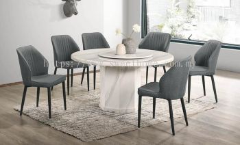 Round Marble Table Dinning Set Table with Chairs 