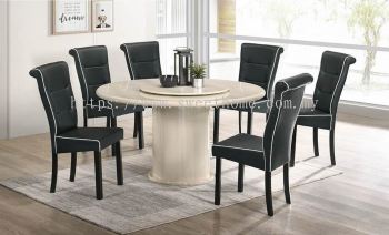 Round Marble Table Dinning Set Table with Chairs 