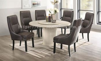 Round Marble Table Dinning Set Table with Chairs 