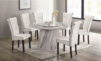 Round Marble Table Dinning Set Table with Chairs 