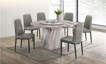 Round Marble Table Dinning Set Table with Chairs 