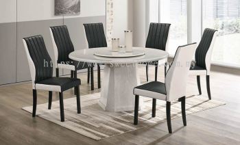 Round Marble Table Dinning Set Table with Chairs 