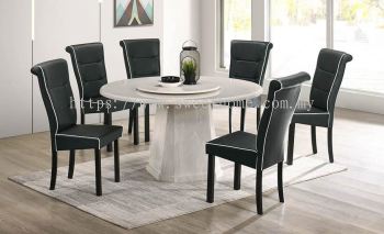 Round Marble Table Dinning Set Table with Chairs 