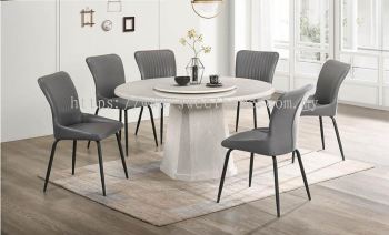 Round Marble Table Dinning Set Table with Chairs 