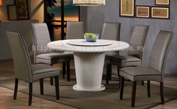 Round Marble Table Dinning Set Table with Chairs 