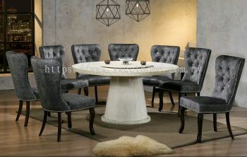 Round Marble Table Dinning Set Table with Chairs 