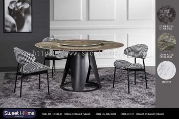 Round Ceramic Sintered Stone Marble Design Table 4.3ft 4.5ft and 5ft