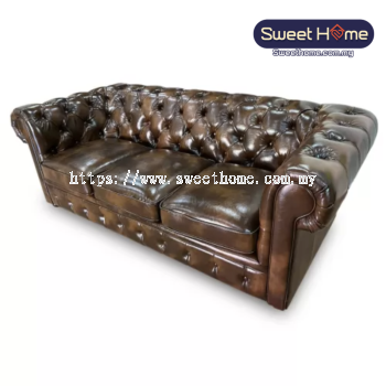 Chesterfield 3 Seaters Sofa bull Leather Penang 