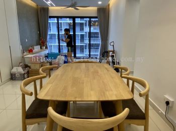 Muji design simple dinning table vertu batu kawan suasana solid wood offer bandar carcia ikea furniture shop nearby | Cafe Furniture