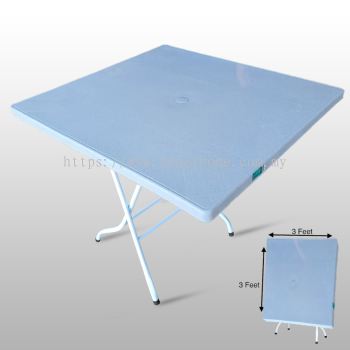 No 1 Perabot Asrama White Putih 3feet x 3feet Plastic Folding Table / Foldable Plastic Dining Table 3’ x 3’ Lipat / Plastik Meja Makan Kenduri