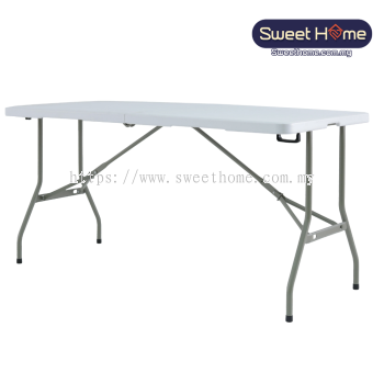 Erie Rectangular HDPE Folding In Half Banquet Table With Metal Leg | Meja Lipat | Office Folding Table