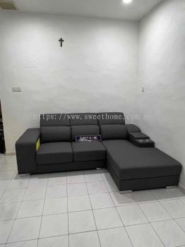 Modern L Shape Sofa with Console Delivery at Taman Tempua Simpang Ampat Pulau Pinang