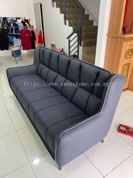 3 Three Seater Sofa Black Colour Deliver to Bandar Tasek Mutiara Simpang Ampat Penang