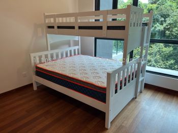 Super Single + Queen Double Decker Bunk Bed Frame with Fibre King Sunshine Mattress deliver to Persiaran Lembah Permai Tanjung Bungah Penang