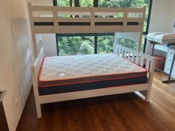 Super Single + Queen Double Decker Bunk Bed Frame with Fibre King Sunshine Mattress deliver to Persiaran Lembah Permai Tanjung Bungah Penang