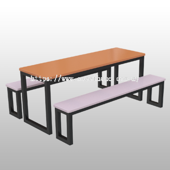 Canteen Set Table and Chair 6 Seater Rectangle Table 1300MM(L)X1800MM(W)X745MM(H)