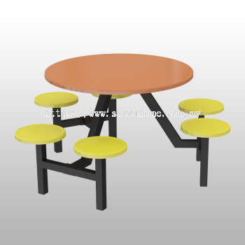 Canteen Set Table and Chair 6 Seater Round Table 1600MM(L)X1600MM(W)X745MM(H)