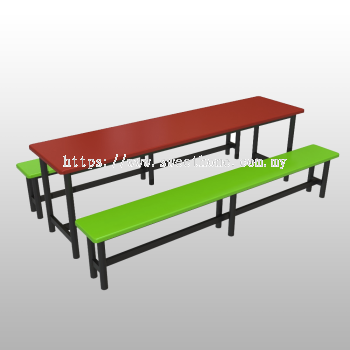 Canteen Set Table and Chair 8 Seater Rectangle Table 1300MM(L)X2400MM(W)X745MM(H) 