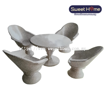 Terrazo Marble Stone Chair and Table Set | Outdoor Stone Furniture